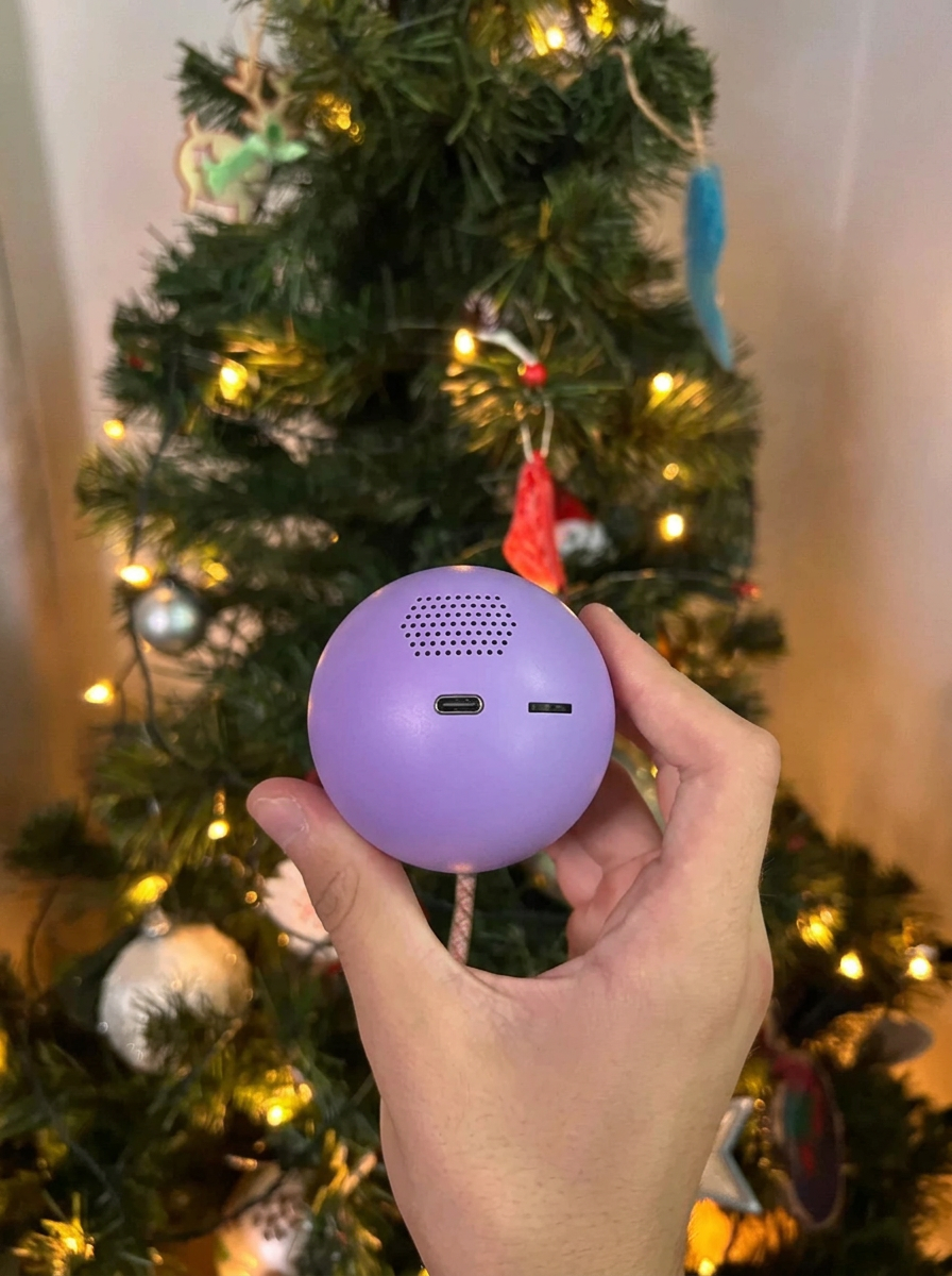 Back of the purple Noel Orb with the USB-C port